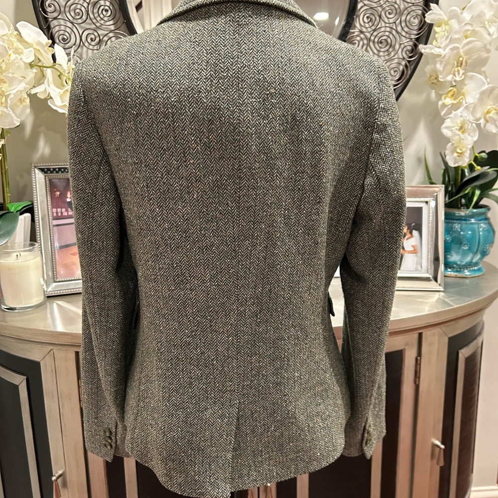 L.L. Bean Women's Gray Herringbone Wool and silk Blend Blazer - Picture 3 of 8